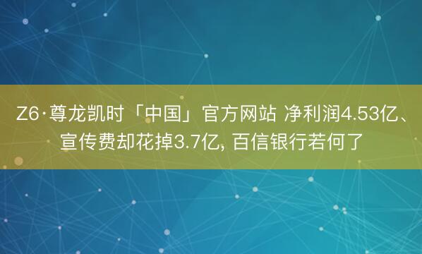 Z6·尊龙凯时「中国」官方网站 净利润4.53亿、宣传费却花掉3.7亿， 百信银行若何了