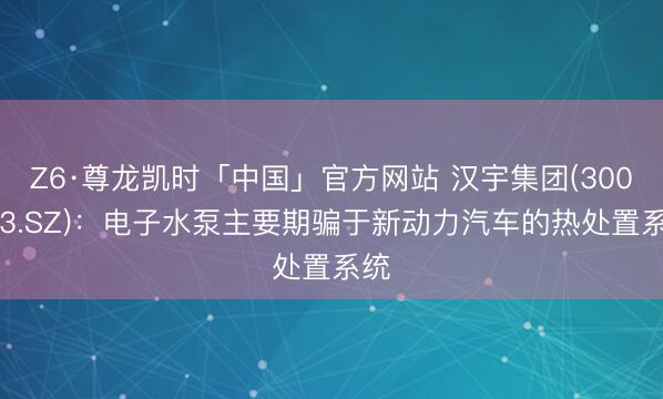 Z6·尊龙凯时「中国」官方网站 汉宇集团(300403.SZ)：电子水泵主要期骗于新动力汽车的热处置系统