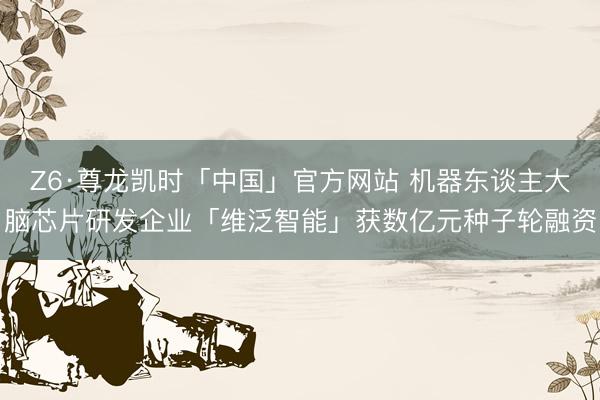 Z6·尊龙凯时「中国」官方网站 机器东谈主大脑芯片研发企业「维泛智能」获数亿元种子轮融资