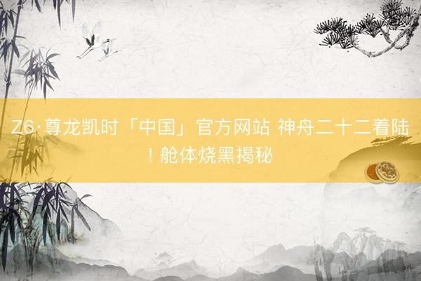 Z6·尊龙凯时「中国」官方网站 神舟二十二着陆! 舱体烧黑揭秘