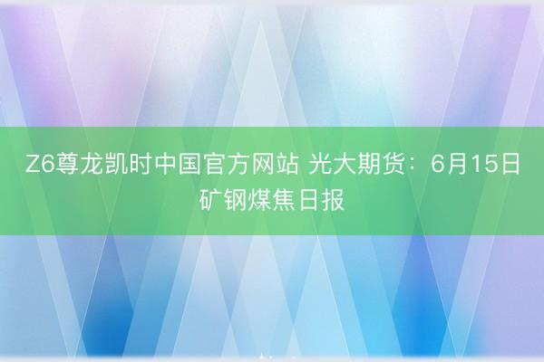Z6尊龙凯时中国官方网站 光大期货:6月15日矿钢煤焦日报