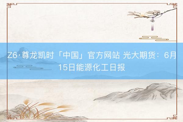 Z6·尊龙凯时「中国」官方网站 光大期货：6月15日能源化工日报