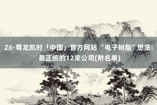Z6·尊龙凯时「中国」官方网站 “电子树脂”想法: 最正统的12家公司(附名单)